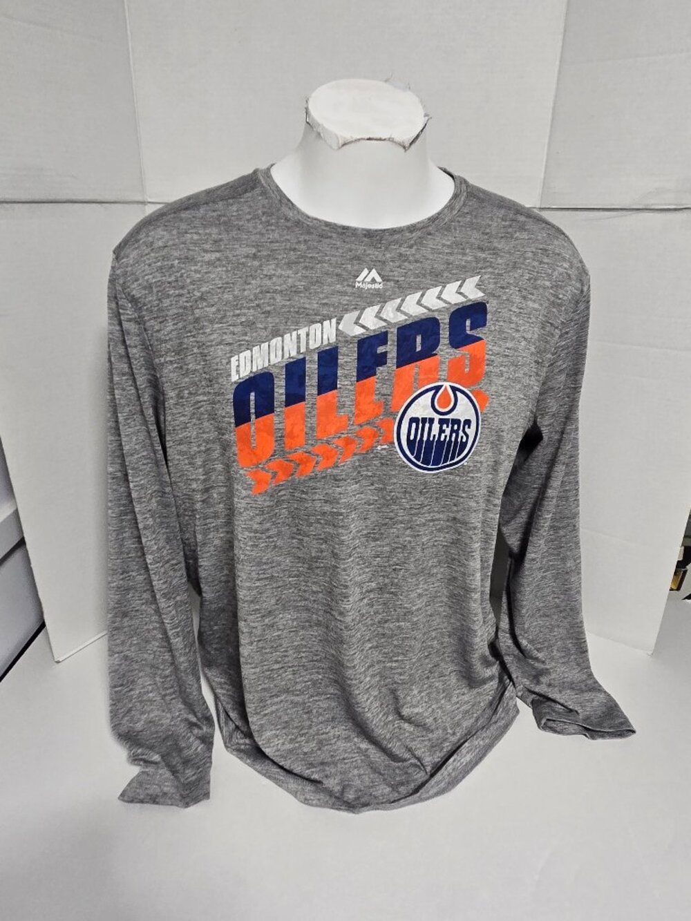 Edmonton Oilers Cool Base Long Sleeve Performance Shirt Men's XL NHL Gray